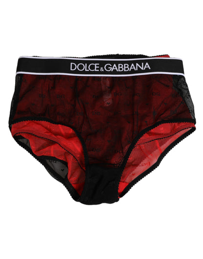 Sous-vêtement gainant taille haute en nylon noir et rouge Dolce & Gabbana