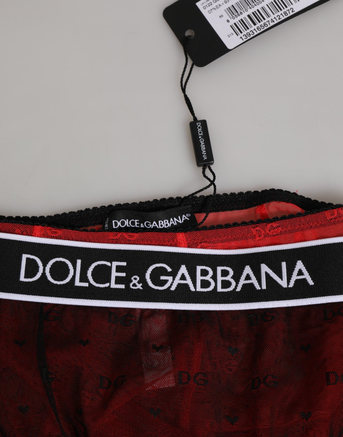 Sous-vêtement gainant taille haute en nylon noir et rouge Dolce & Gabbana