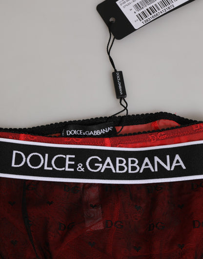 Sous-vêtement gainant taille haute en nylon noir et rouge Dolce & Gabbana