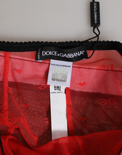 Sous-vêtement gainant taille haute en nylon noir et rouge Dolce & Gabbana