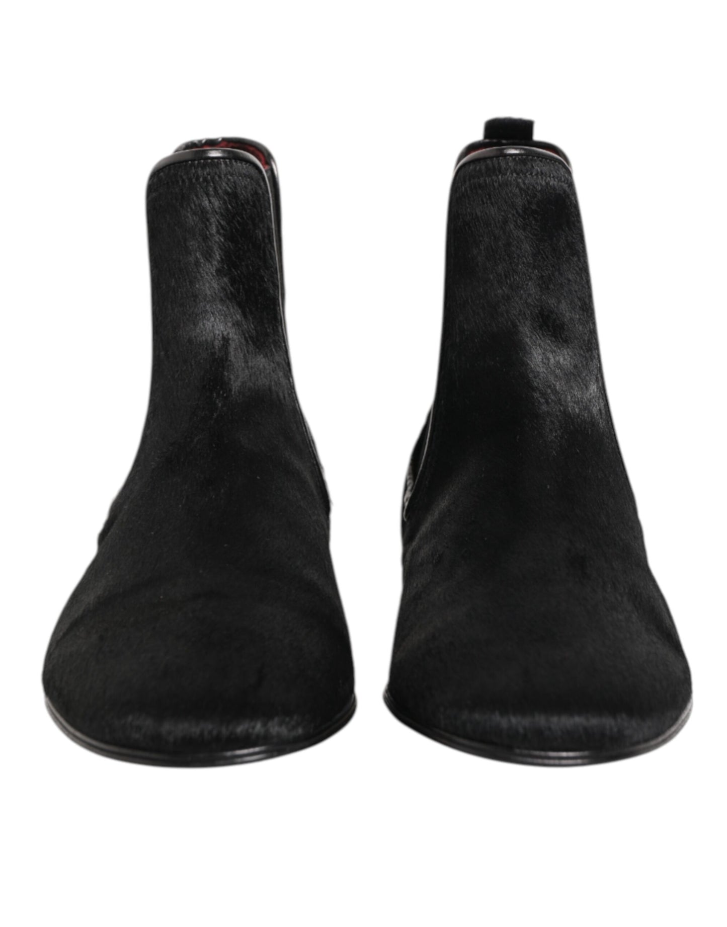 Dolce & Gabbana Botas Zapatos Chelsea de Cuero Negro con Piel para Hombre