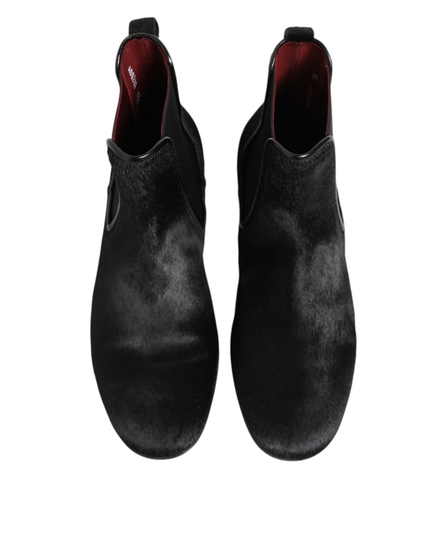 Dolce & Gabbana Botas Zapatos Chelsea de Cuero Negro con Piel para Hombre