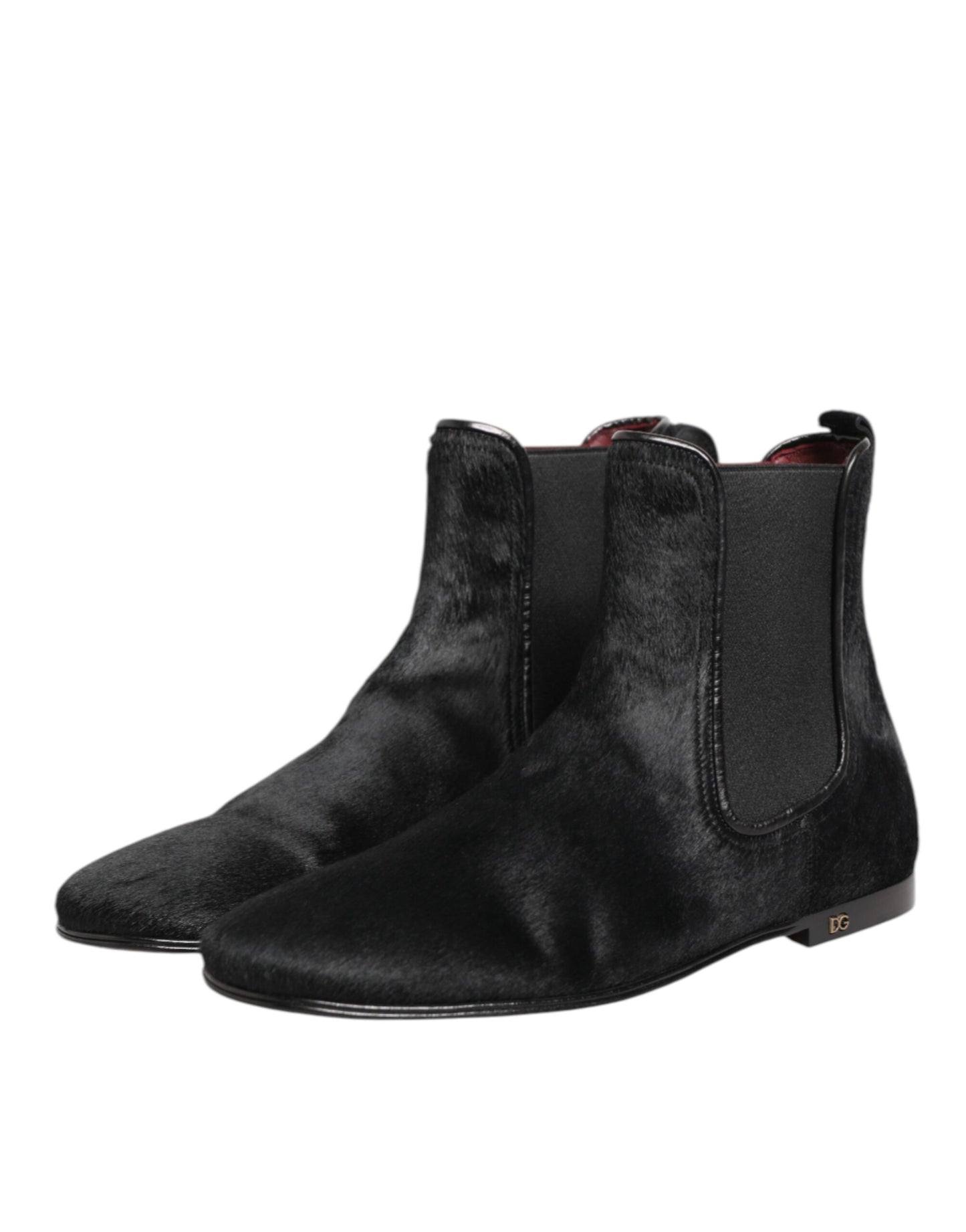 Dolce & Gabbana Botas Zapatos Chelsea de Cuero Negro con Piel para Hombre