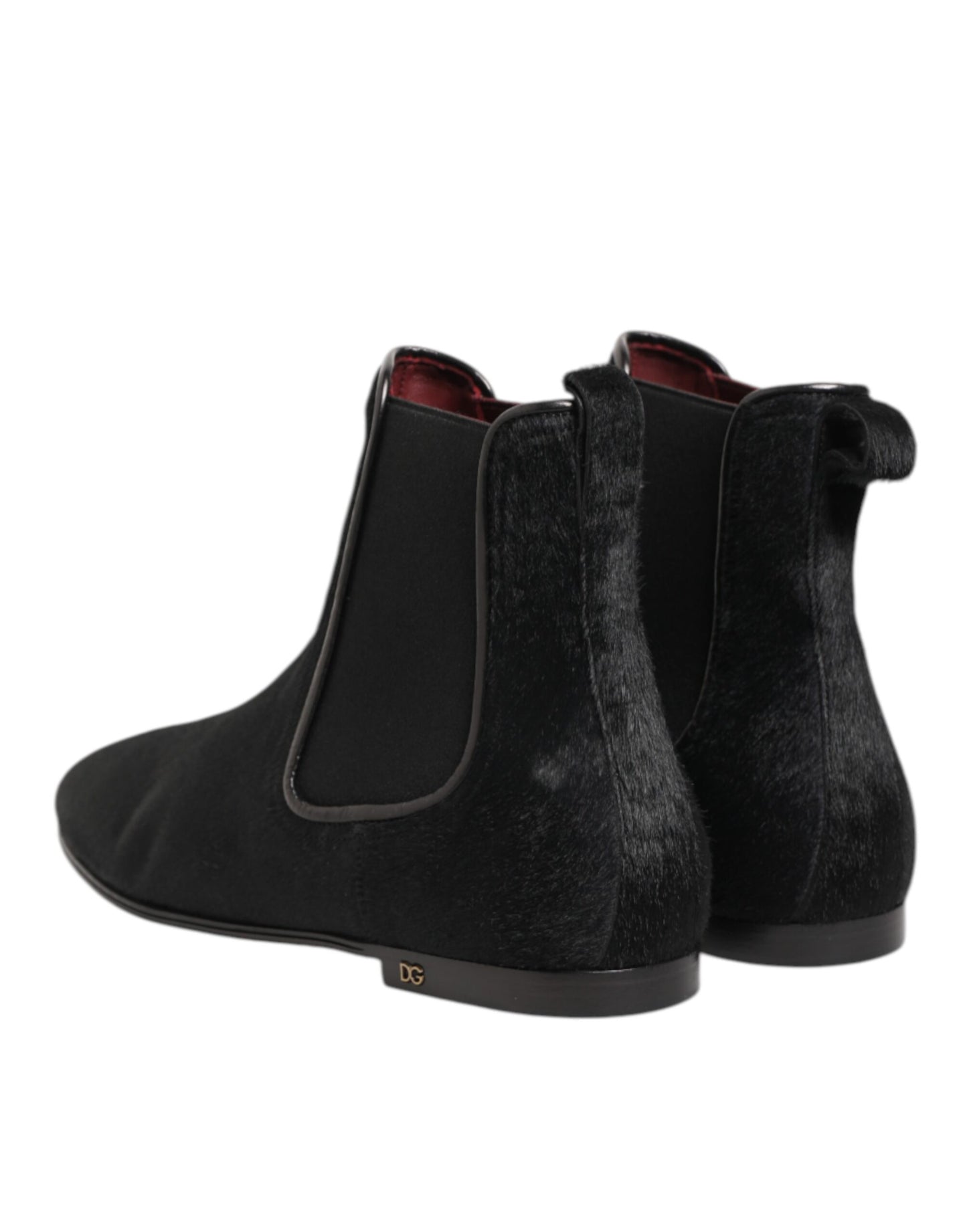 Dolce & Gabbana Botas Zapatos Chelsea de Cuero Negro con Piel para Hombre