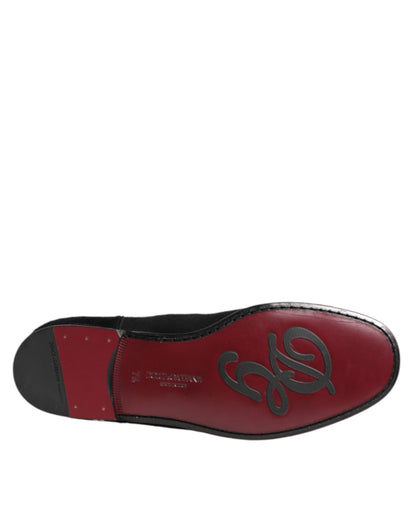 Dolce & Gabbana Botas Zapatos Chelsea de Cuero Negro con Piel para Hombre