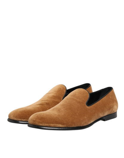 Dolce & Gabbana Brown Suede Slip On Men Loafers Formal Shoes