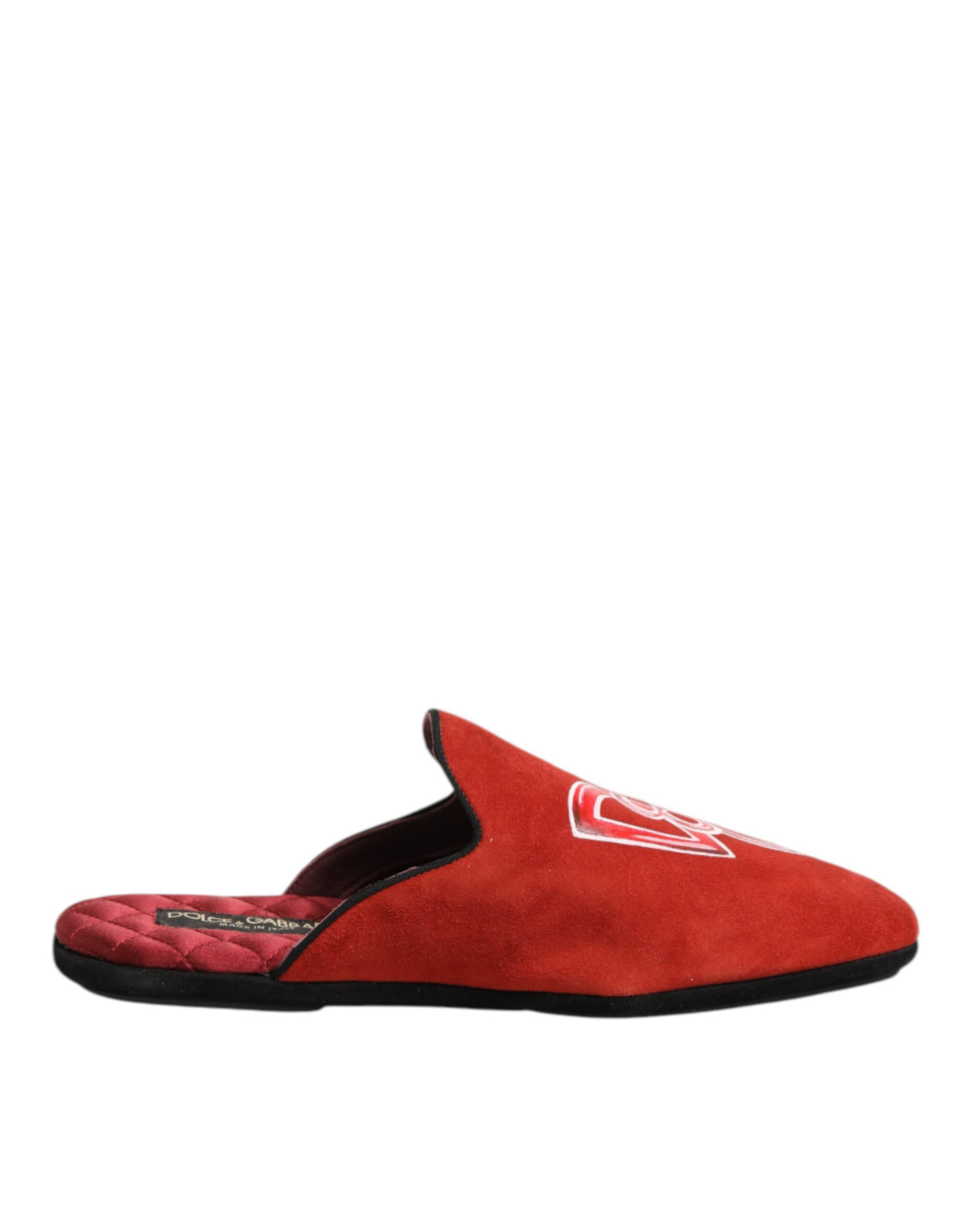 Chaussons Dolce & Gabbana rouges en daim DG King pour homme