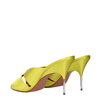 Amina Muaddi Green Satin Stiletto Heel Sandals