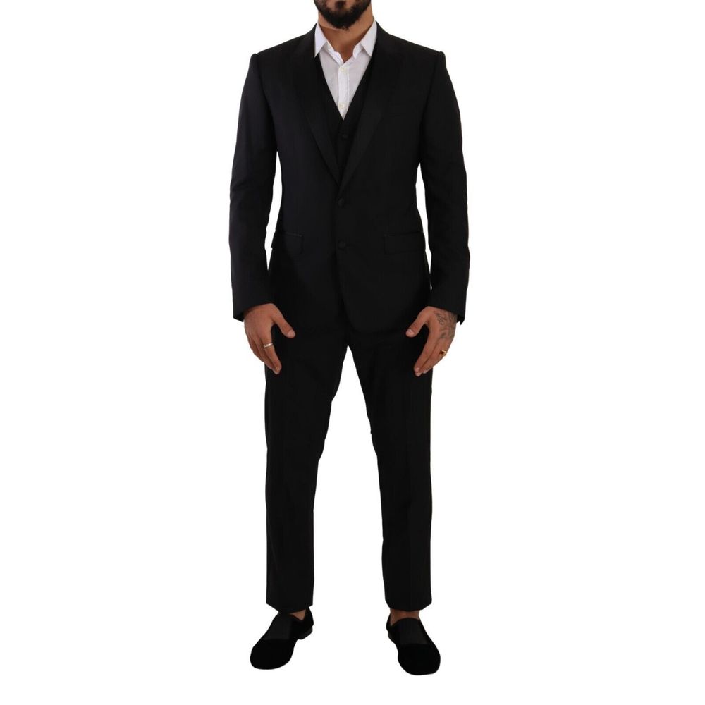 Traje de tres piezas Dolce & Gabbana de lana negra