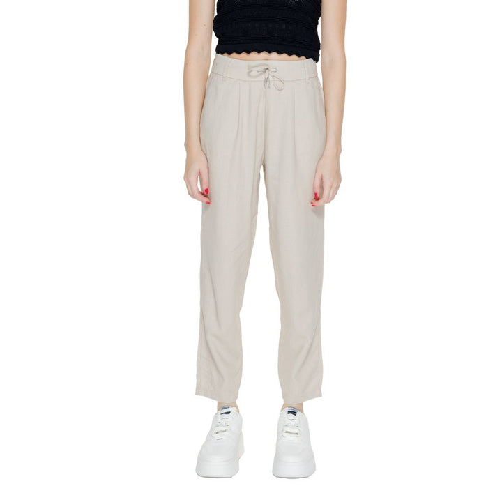 Only Beige Linen Casual Pants