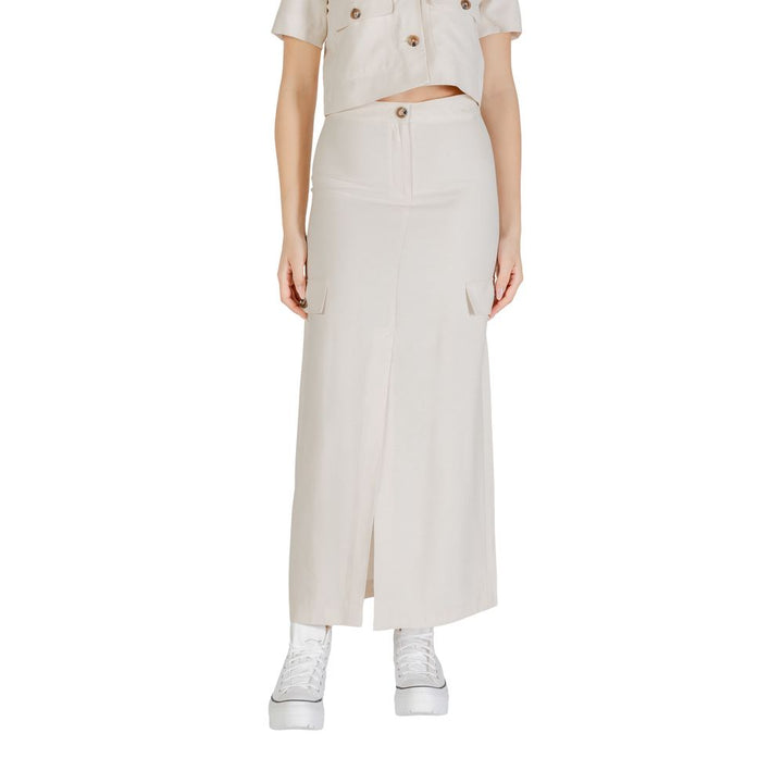 Jacqueline De Yong Beige Viscose Long Skirt