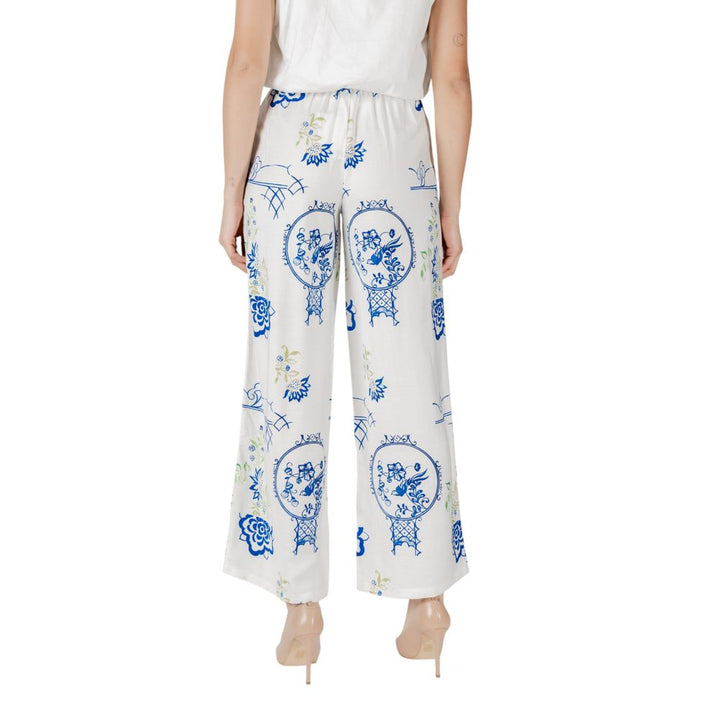 ICHI White Viscose Casual Pants