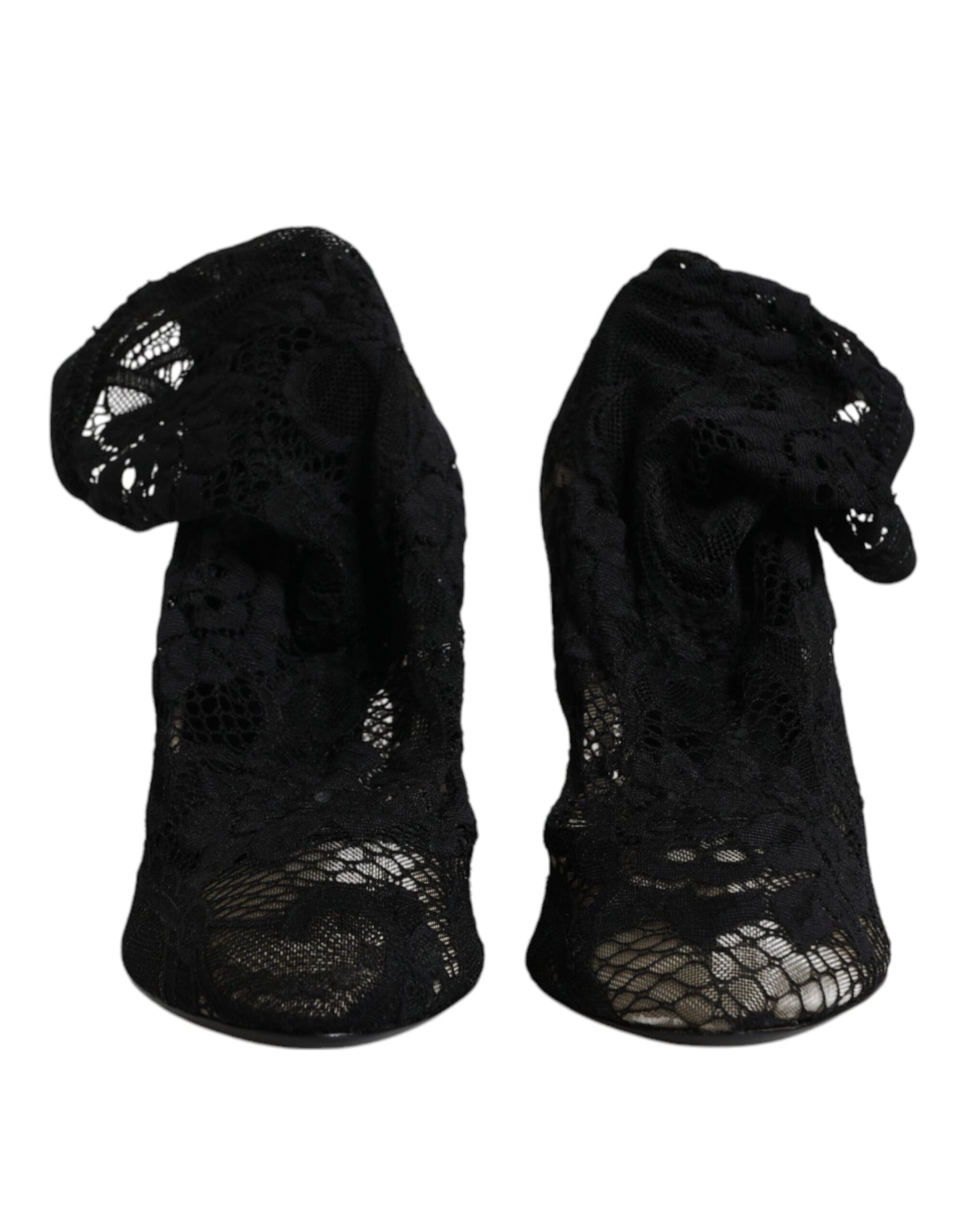 Bottes mi-mollet Dolce & Gabbana noires en dentelle extensible