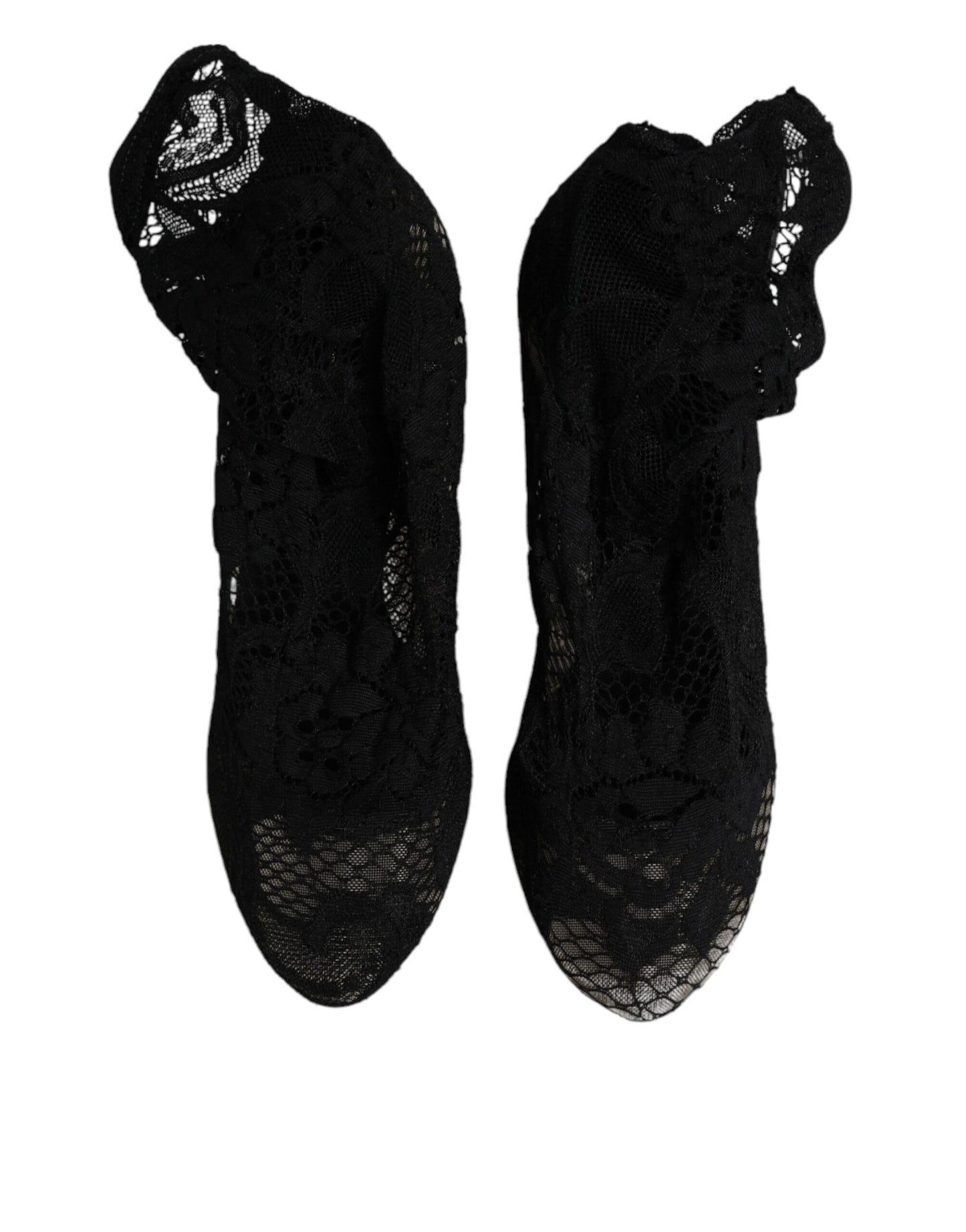Bottes mi-mollet Dolce & Gabbana noires en dentelle extensible