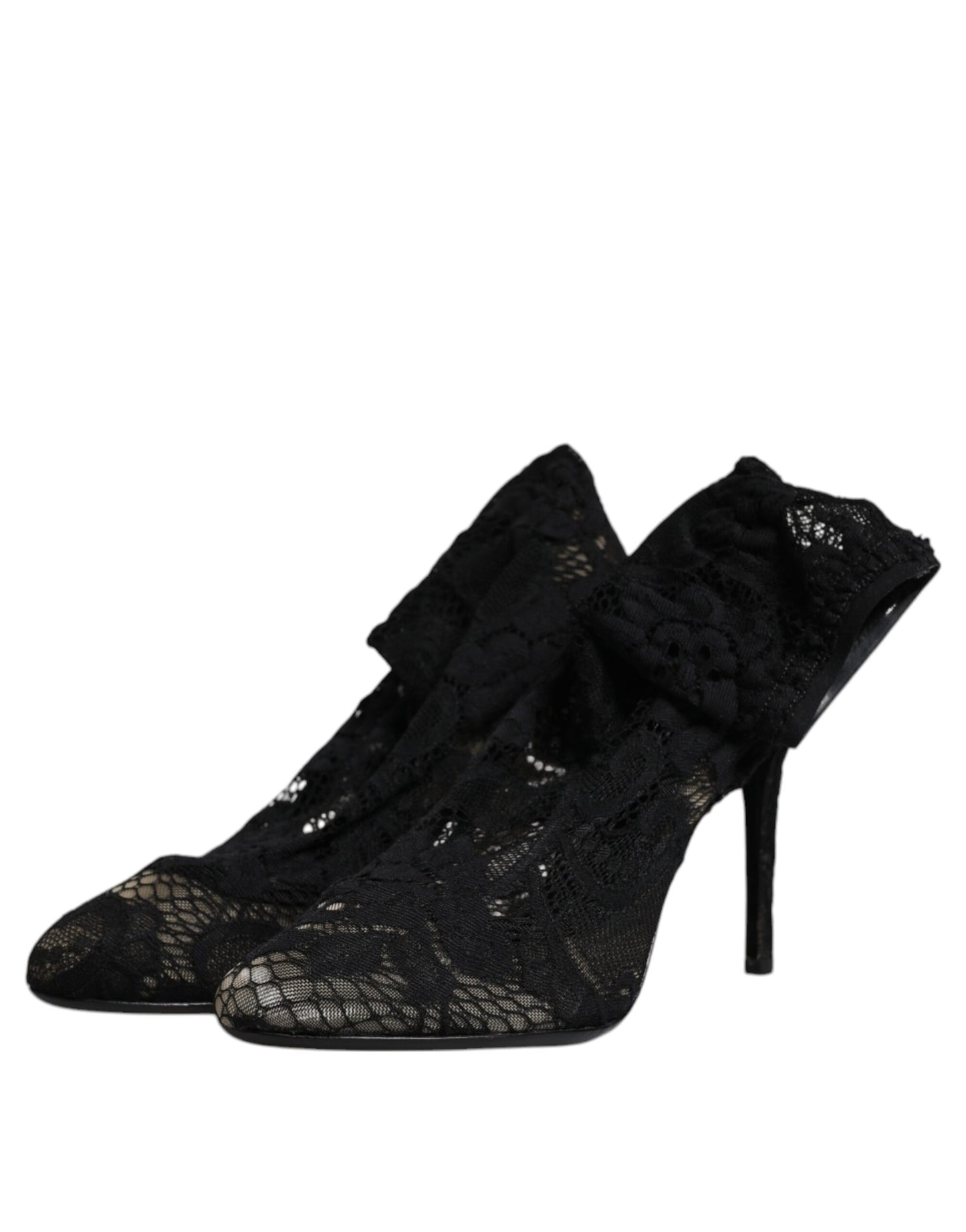 Bottes mi-mollet Dolce & Gabbana noires en dentelle extensible