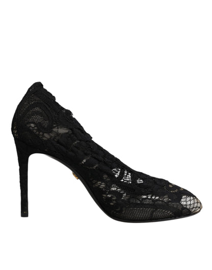 Bottes mi-mollet Dolce & Gabbana noires en dentelle extensible