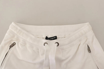 Dolce & Gabbana Pantalón de chándal de algodón blanco con parche del logo