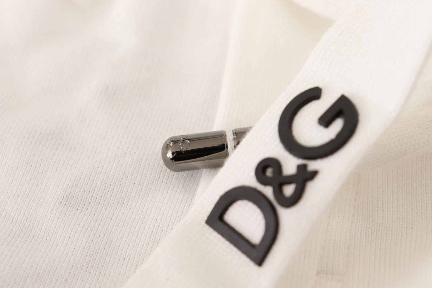 Dolce & Gabbana Pantalón de chándal de algodón blanco con parche del logo