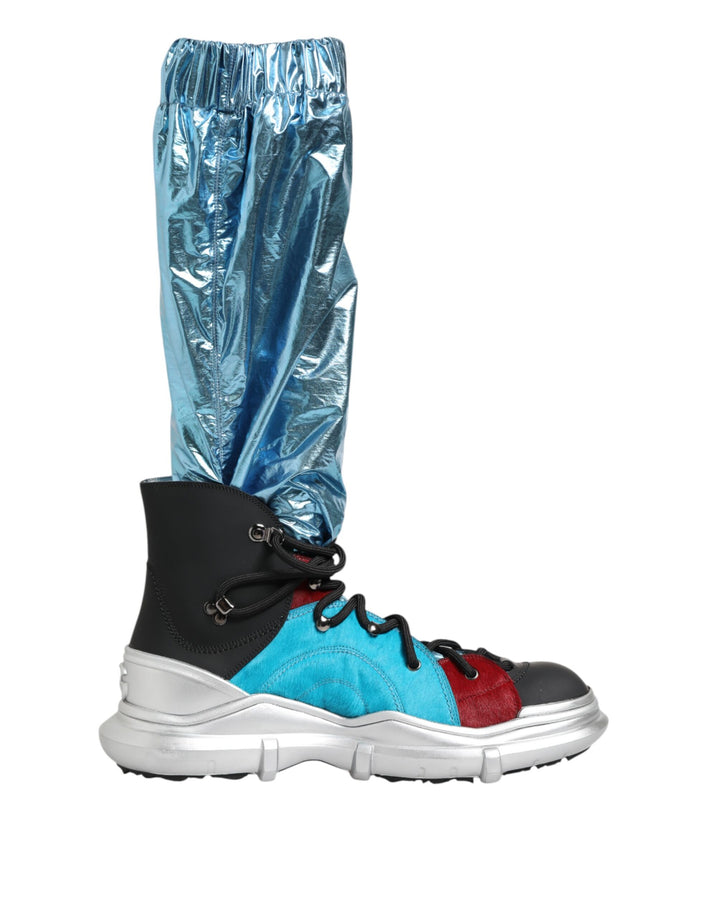 Dolce & Gabbana Botas de Hombre con Cordones Azules Sobre la Rodilla