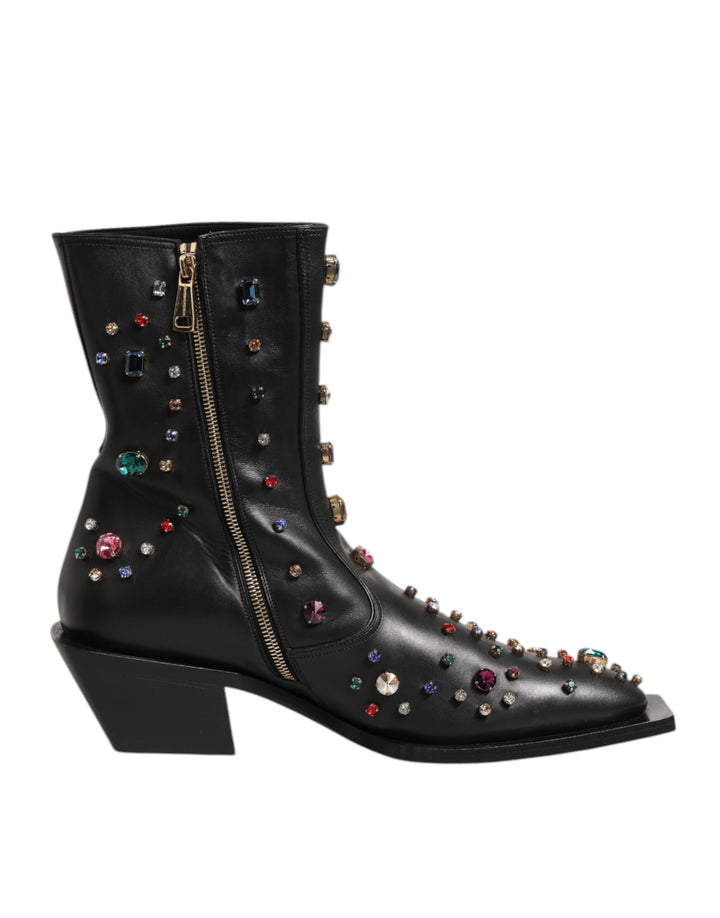Bottes courtes pour homme Dolce & Gabbana noires ornées de cristaux