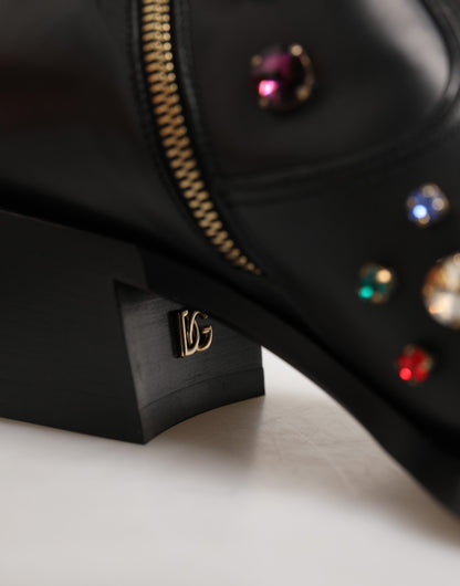 Botines de hombre negros con adornos de cristal Dolce & Gabbana
