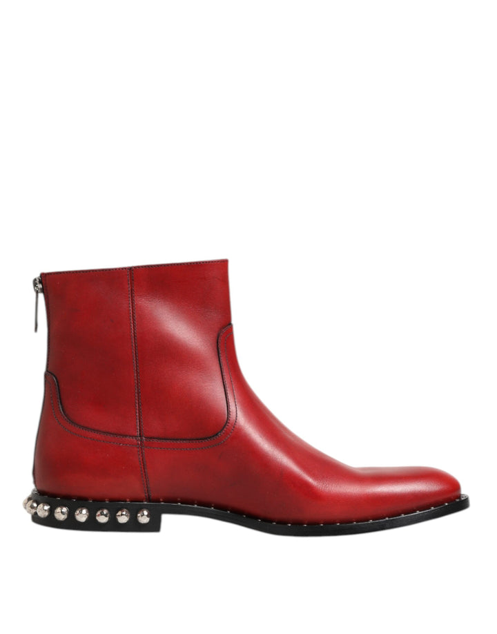 Dolce & Gabbana Bottines Chelsea Courtes Rouges Cloutées