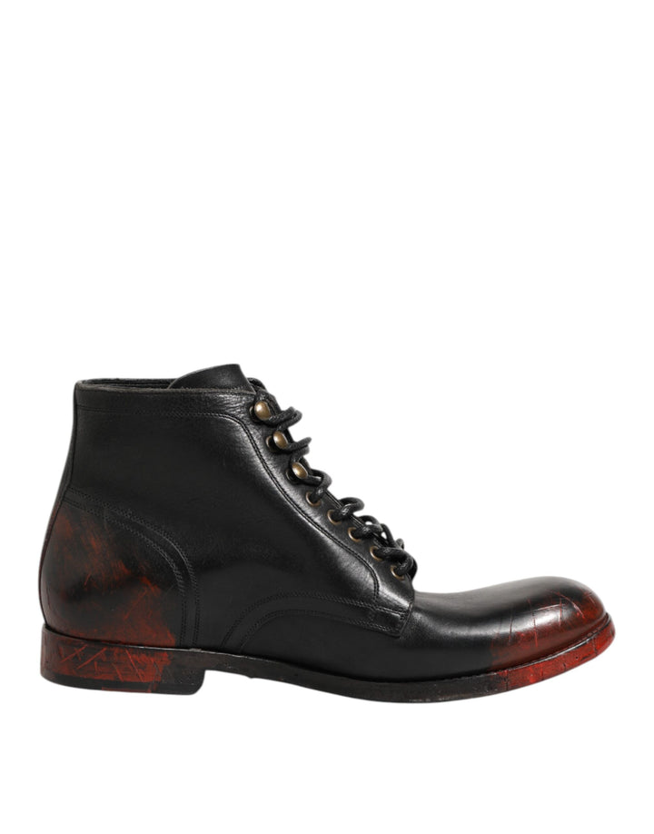 Chaussures Bottines Dolce & Gabbana Noires Lacets Rouges