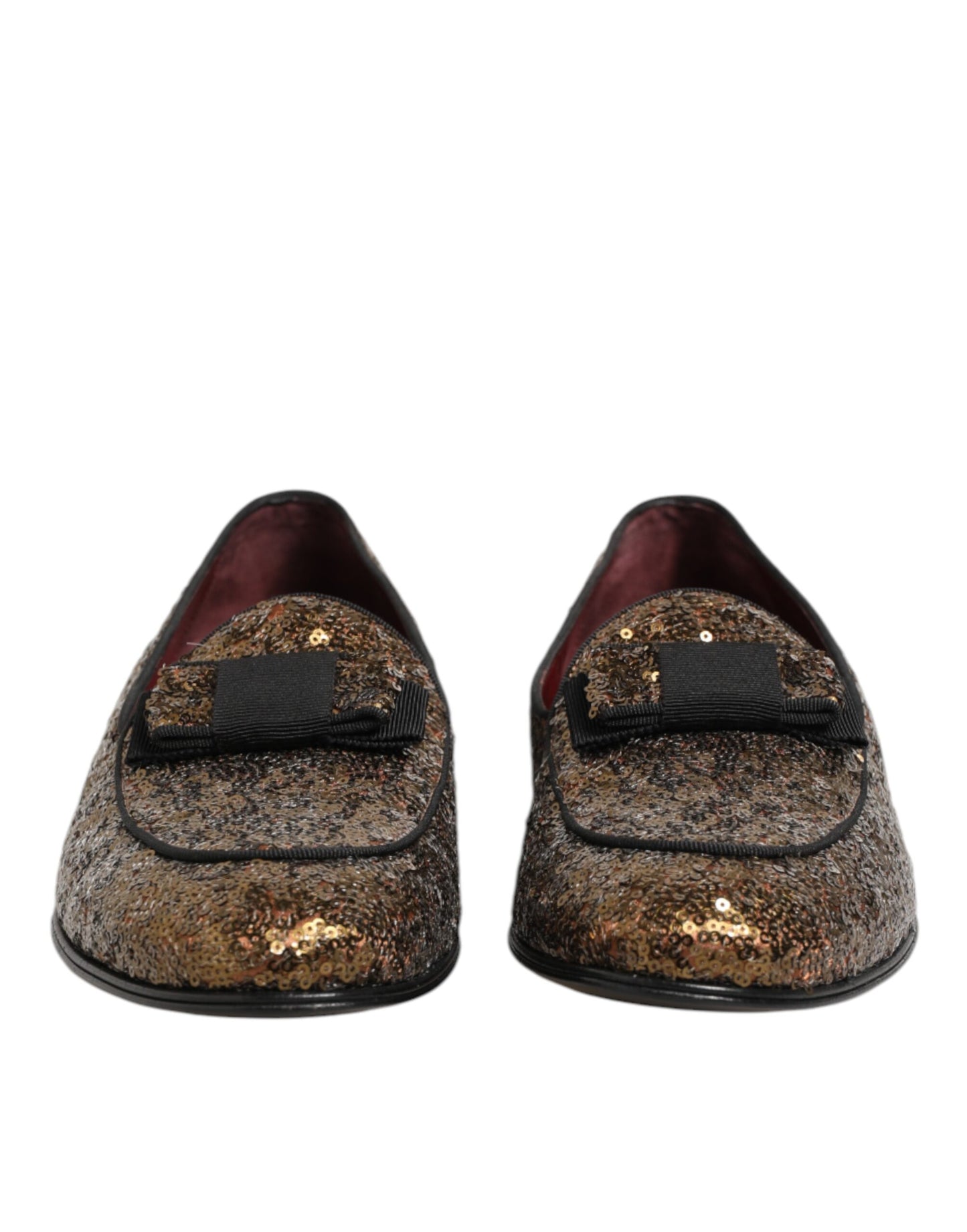 Mocassins Dolce & Gabbana dorés à paillettes, chaussures habillées pour homme