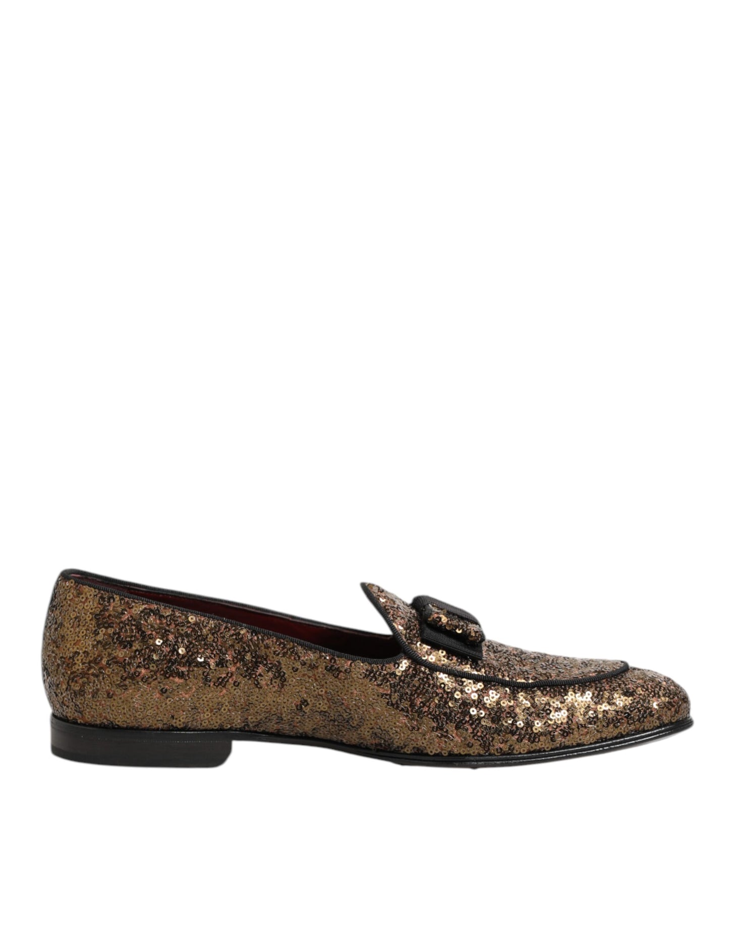 Mocassins Dolce & Gabbana dorés à paillettes, chaussures habillées pour homme