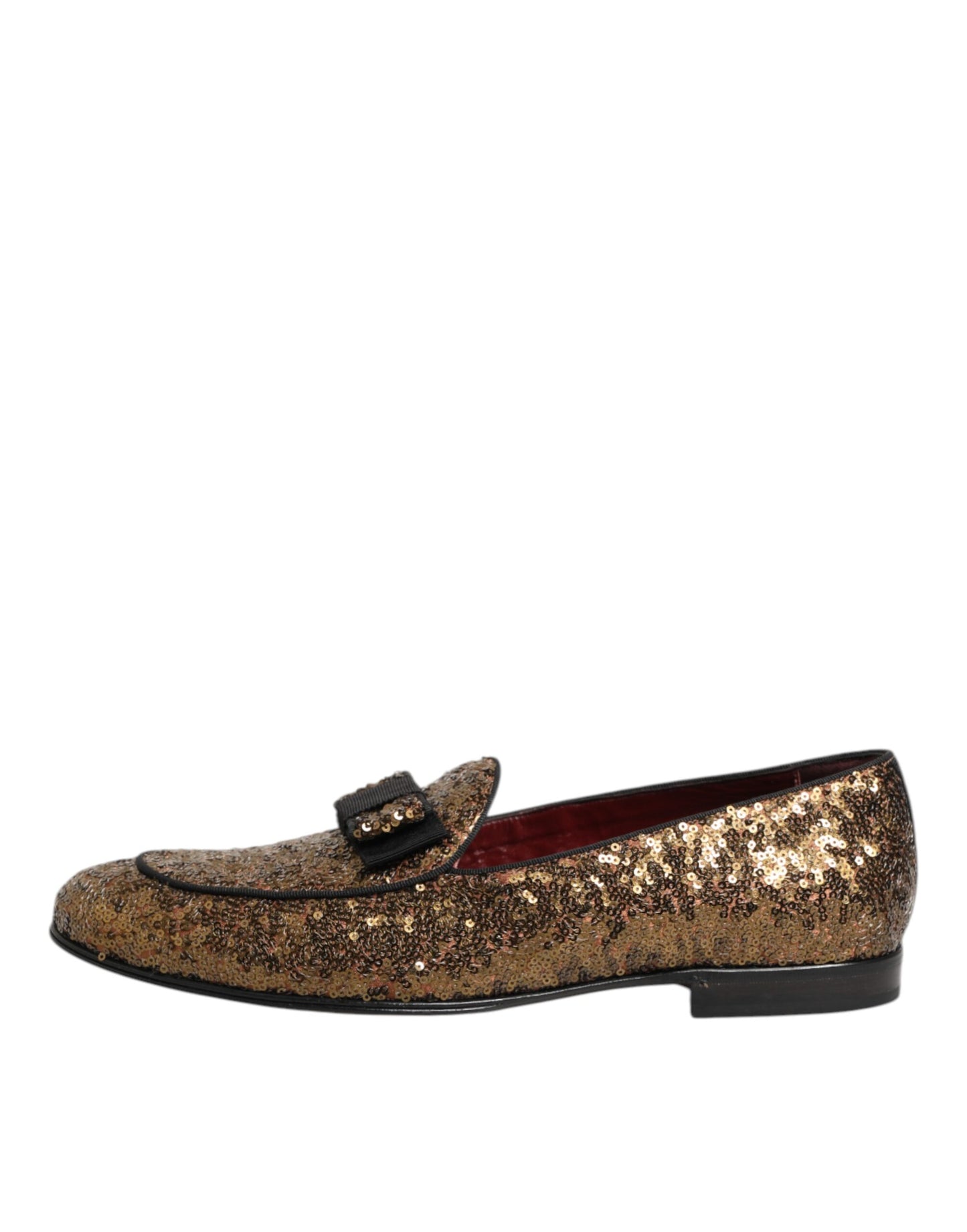 Mocassins Dolce & Gabbana dorés à paillettes, chaussures habillées pour homme