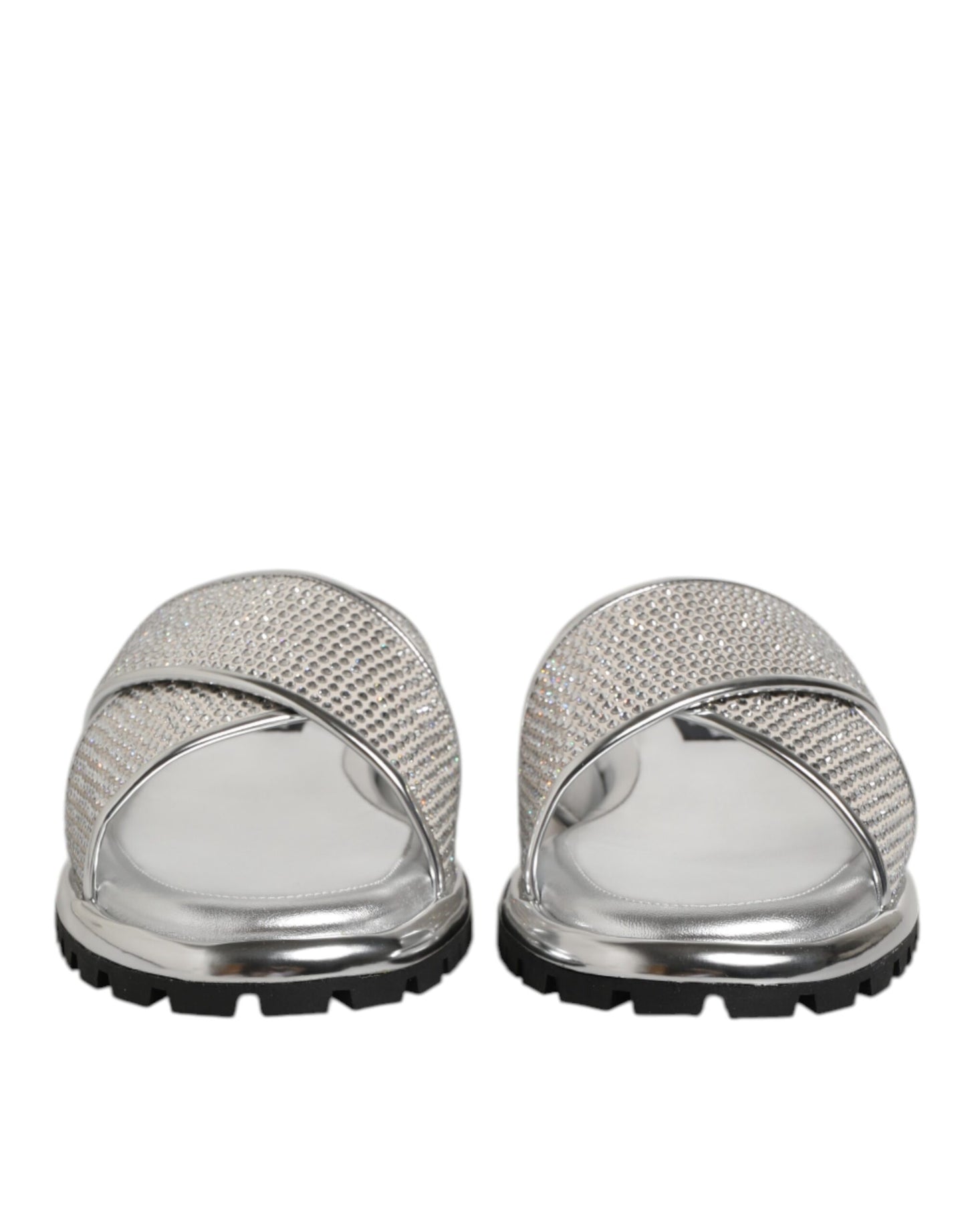 Mules plates en strass argentées Dolce & Gabbana