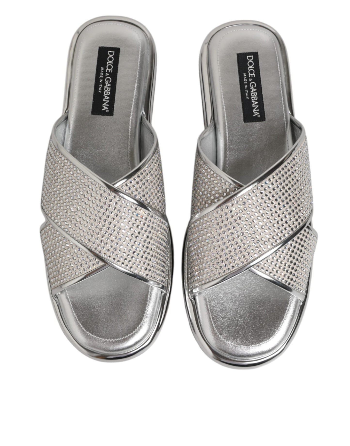 Mules plates en strass argentées Dolce & Gabbana