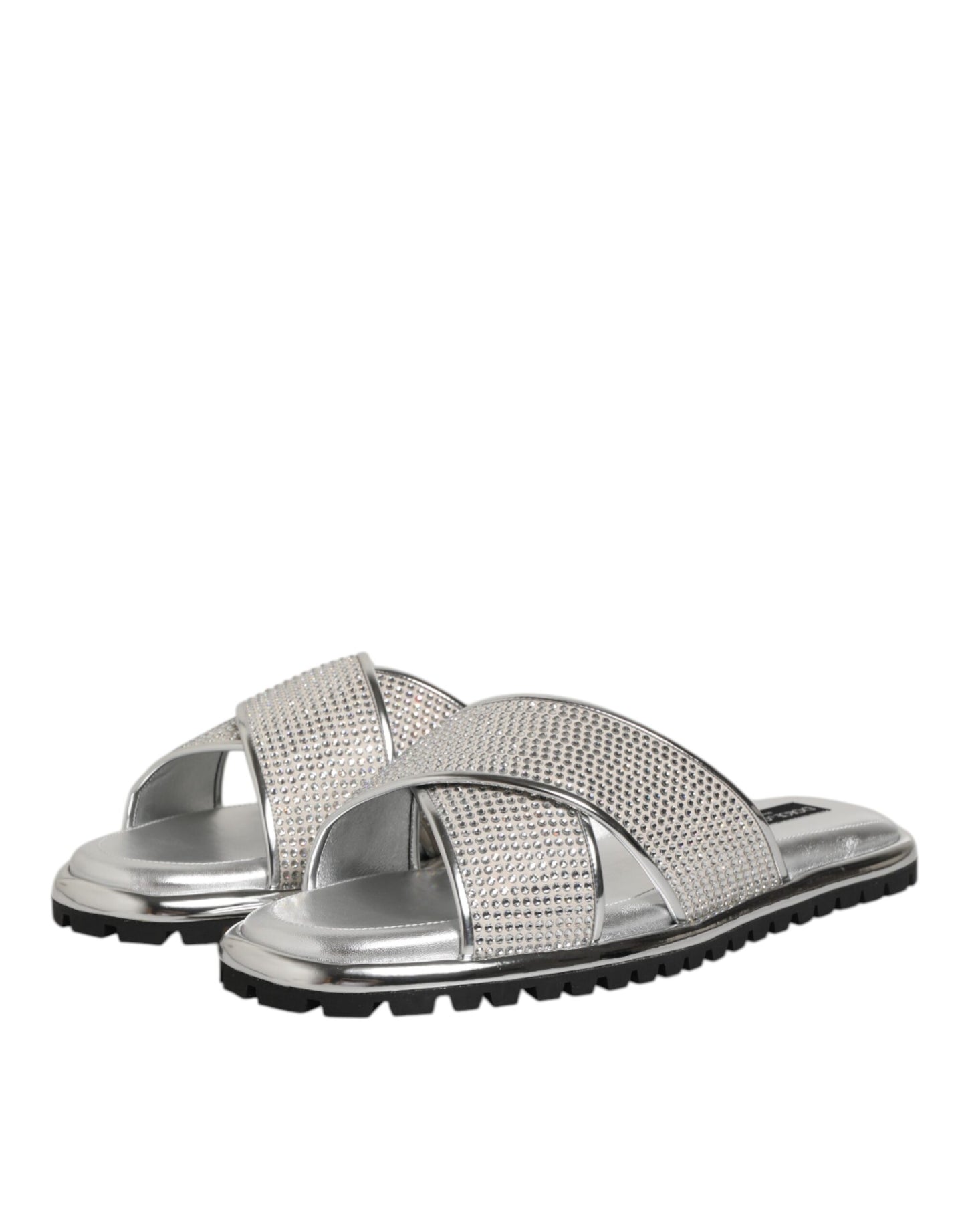 Mules plates en strass argentées Dolce & Gabbana