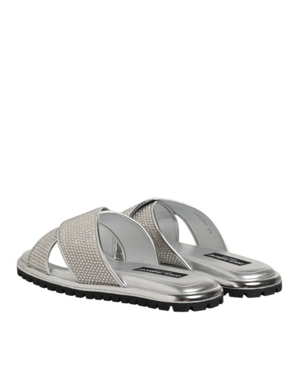 Mules plates en strass argentées Dolce & Gabbana