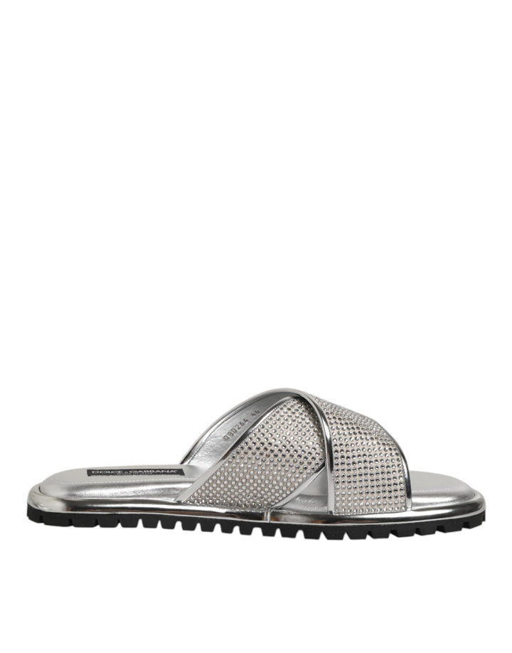 Mules plates en strass argentées Dolce & Gabbana