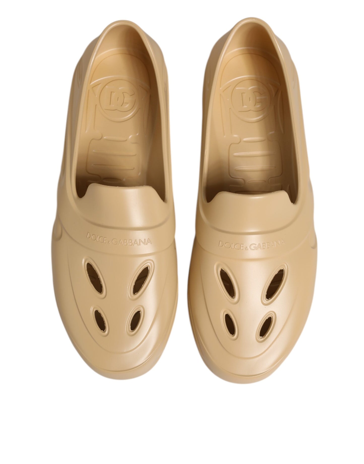 Chaussures baskets basses en caoutchouc beige Dolce & Gabbana