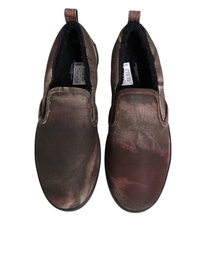 Dolce & Gabbana Multicolor Cotton Low Top Slip On Men Sneakers Shoes