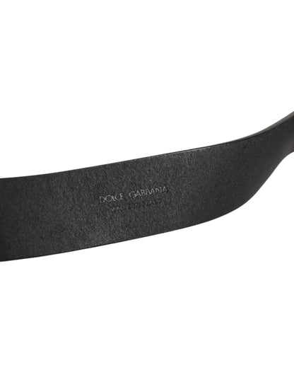 Ceinture classique homme Dolce & Gabbana en cuir noir à boucle métallique