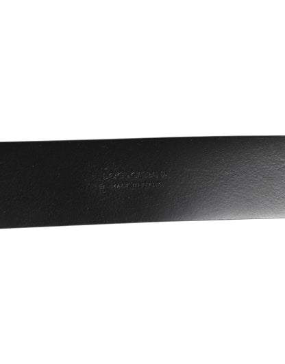 Ceinture Dolce & Gabbana en cuir noir avec anneaux latéraux et boucle en laiton