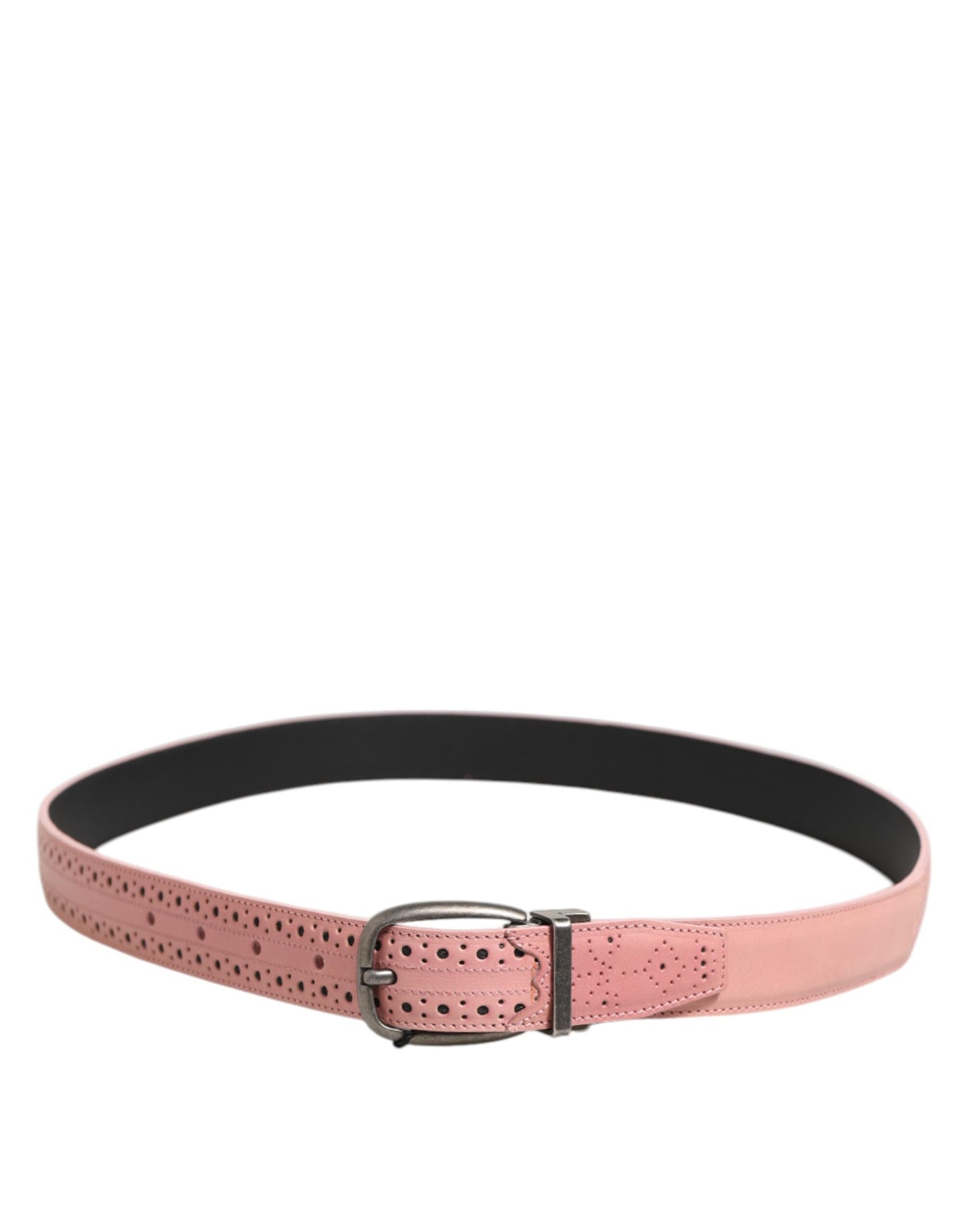 Cinturón Dolce & Gabbana de cuero rosa con detalles perforados y hebilla