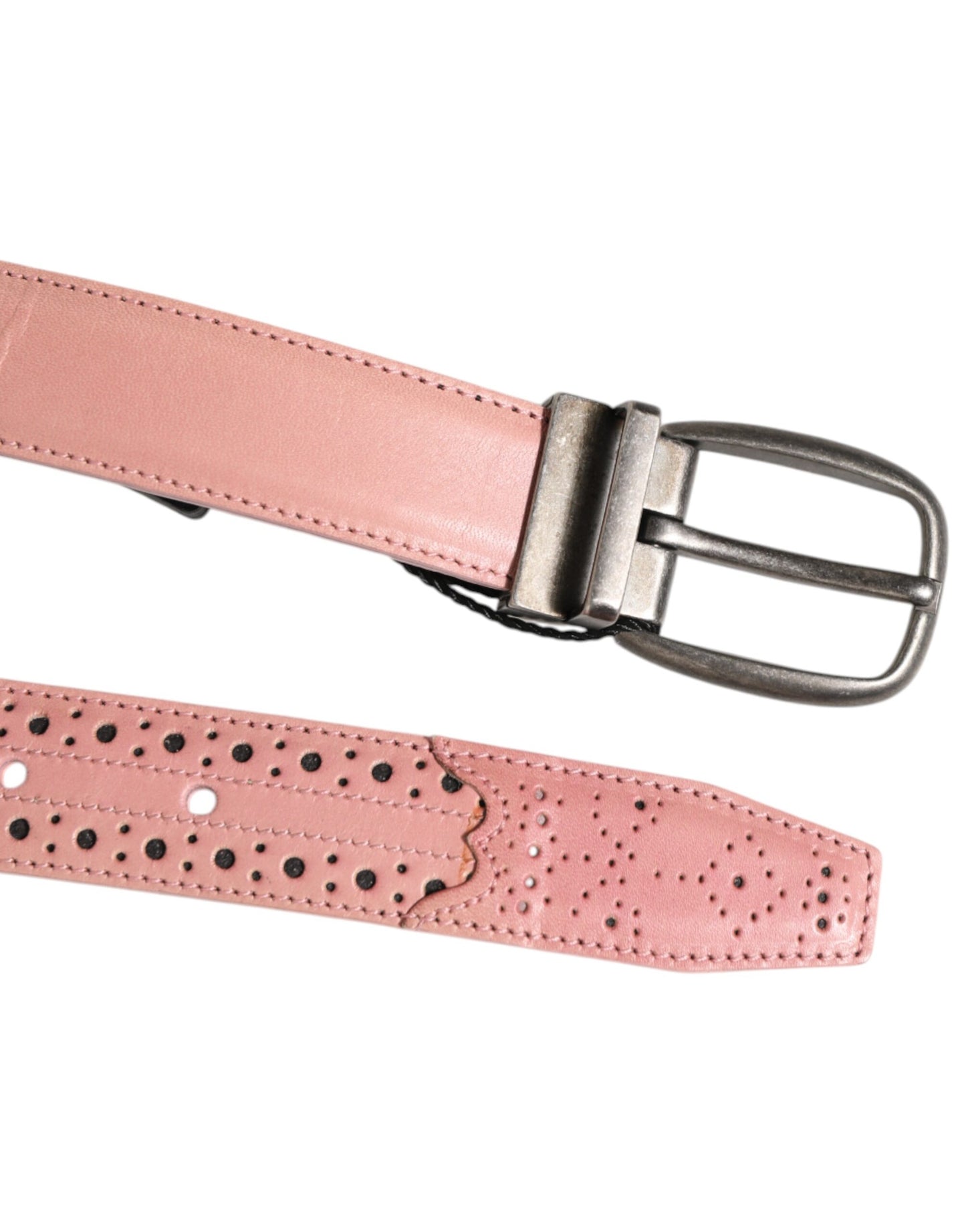 Cinturón Dolce & Gabbana de cuero rosa con detalles perforados y hebilla