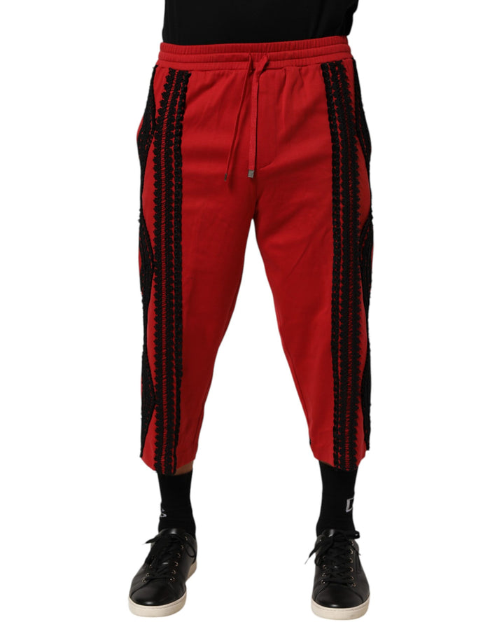 Pantalón cropped informal Dolce & Gabbana rojo bordado