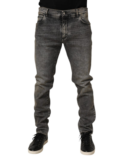 Vaqueros de hombre entallados elásticos de algodón gris Dolce & Gabbana