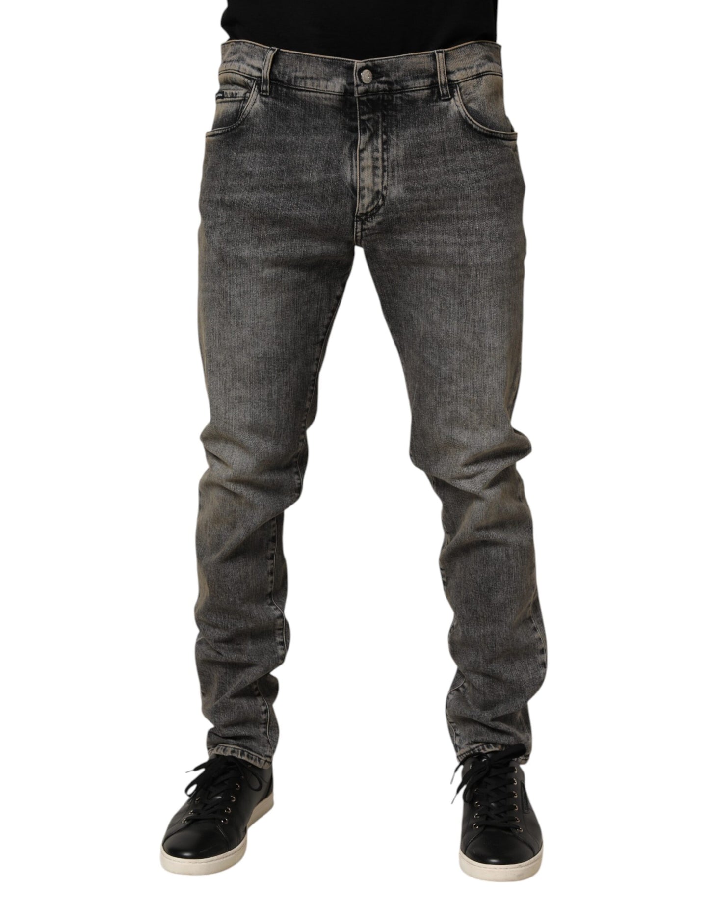 Vaqueros de hombre entallados elásticos de algodón gris Dolce & Gabbana