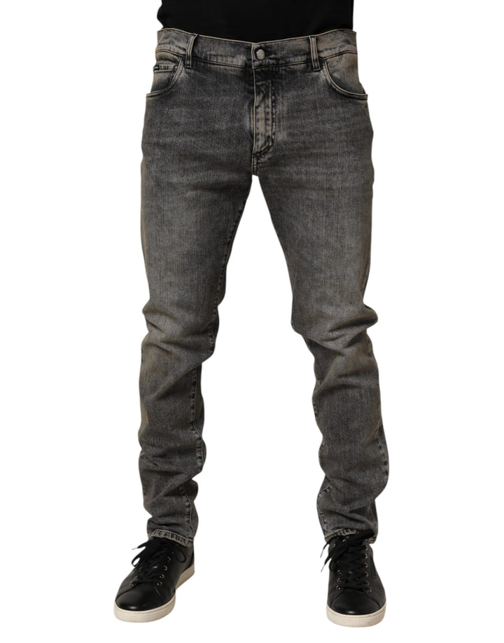 Vaqueros de hombre entallados elásticos de algodón gris Dolce & Gabbana