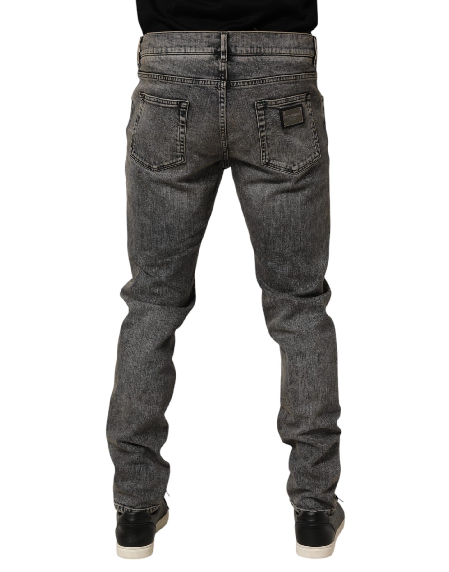 Vaqueros de hombre entallados elásticos de algodón gris Dolce & Gabbana