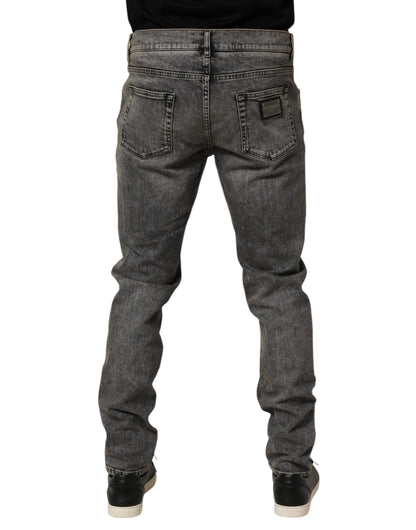 Vaqueros de hombre entallados elásticos de algodón gris Dolce & Gabbana