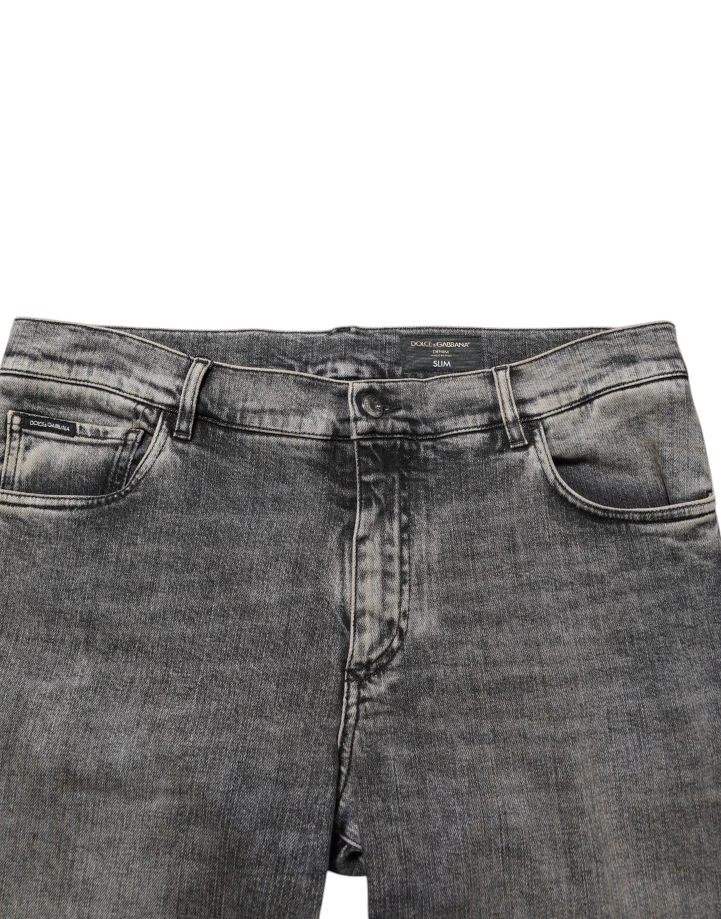 Vaqueros de hombre entallados elásticos de algodón gris Dolce & Gabbana