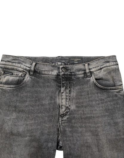 Vaqueros de hombre entallados elásticos de algodón gris Dolce & Gabbana