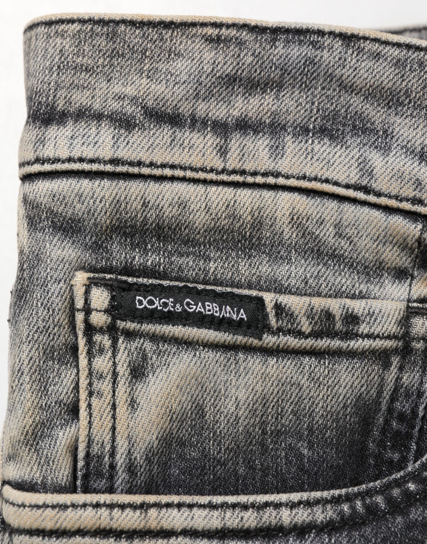 Vaqueros de hombre entallados elásticos de algodón gris Dolce & Gabbana